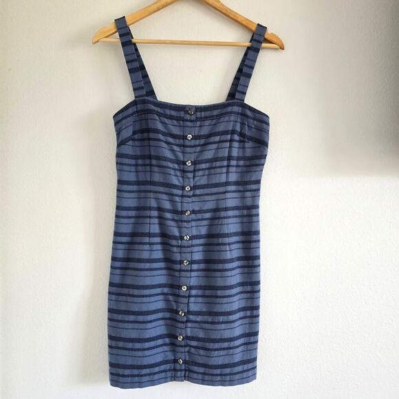 Mara Hoffman Organic Cotton Striped Mini Dress Blue Size 0 Button Up Vacation - Picture 2 of 6